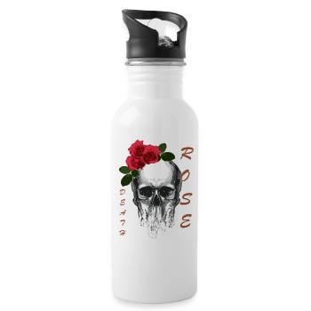 T-shirt crâne Death Rose Tête de mort Death Rose - Gourde avec paille intégrée - blanc - Droite