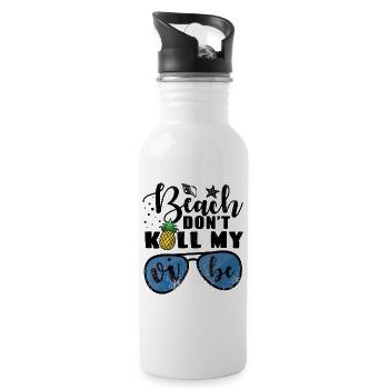 Beach Vibe Wortspiel Sonnenbrille Ananas Geschenk - Trinkflasche mit integriertem Trinkhalm - Weiß - Rechts