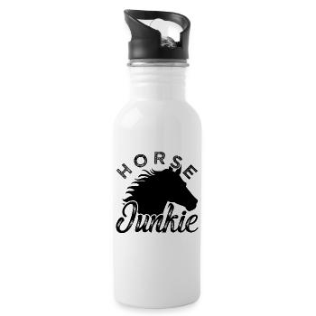 Horse junkie - Water bottle with straw - white - Right