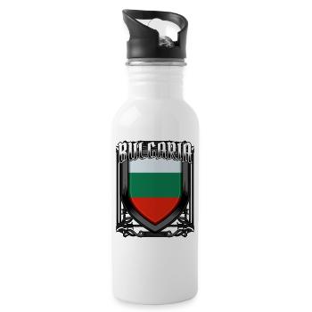 Bulgarisch Wappen Republik Bulgarien Geschenkidee - Trinkflasche mit integriertem Trinkhalm - Weiß - Rechts