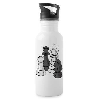 schach spiel sport - Trinkflasche mit integriertem Trinkhalm - Weiß - Rechts