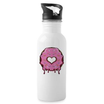 Donut heart - Water bottle with straw - white - Right