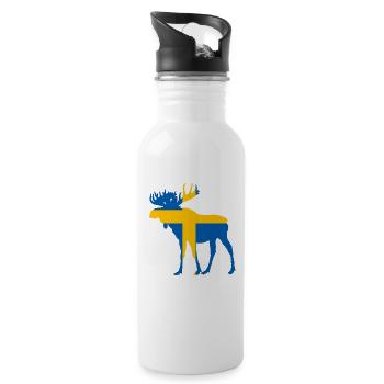 Schweden Elch Flagge - Trinkflasche mit integriertem Trinkhalm - Weiß - Rechts