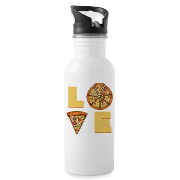 Pizza Love - Trinkflasche mit integriertem Trinkhalm - Weiß - Rechts