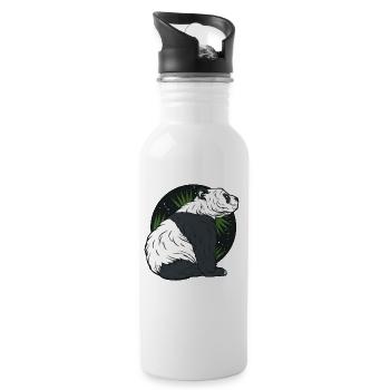 Pandabär - Trinkflasche mit integriertem Trinkhalm - Weiß - Rechts