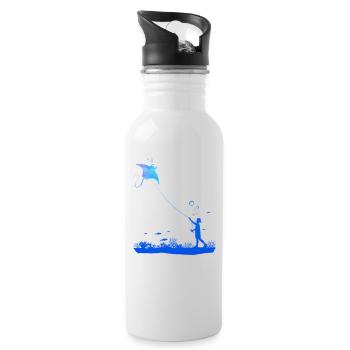 Skate Underwater Hang Gliding Diver Gift - Water bottle with straw - white - Right