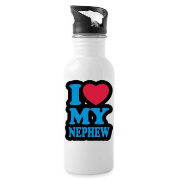 I love my nephew - Water bottle with straw - white - Right