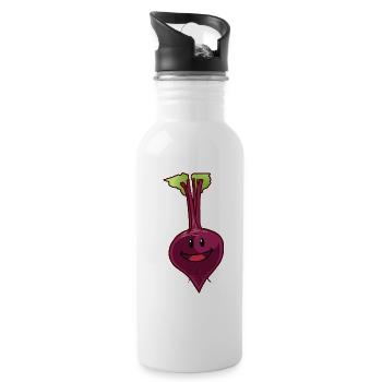Rübe Rote Beete Gemüse Vegan Veganer Nahrung - Trinkflasche mit integriertem Trinkhalm - Weiß - Rechts