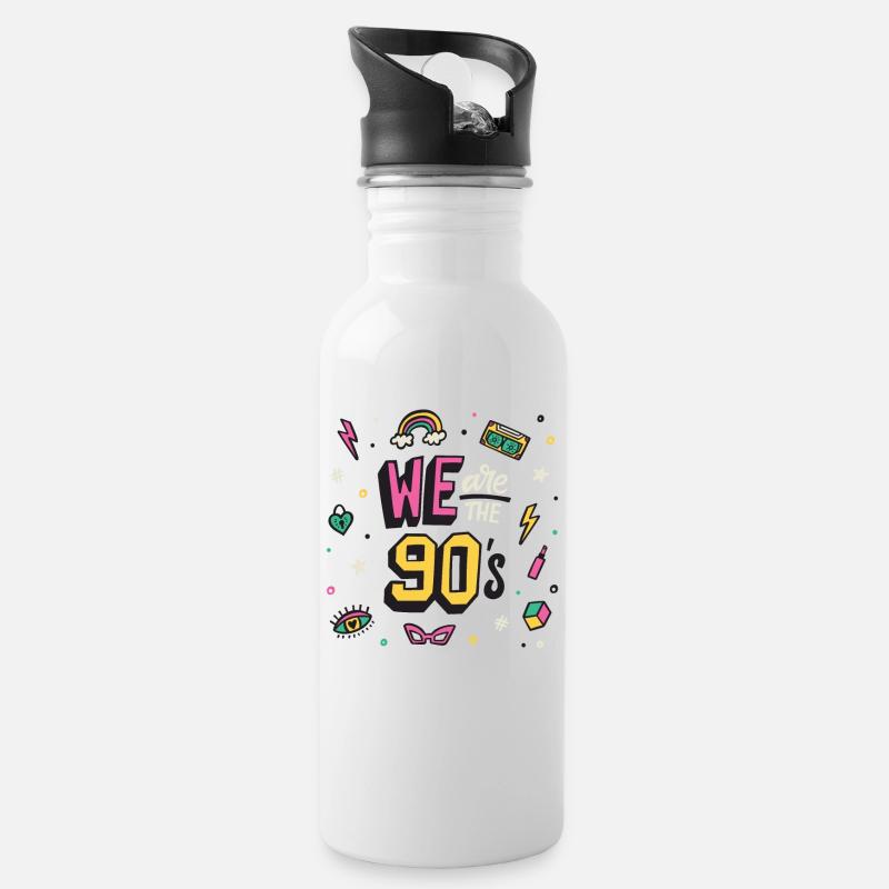 nineties - Water bottle with straw - white