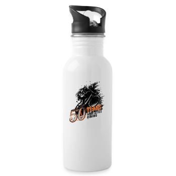 Mountain bikers - 50th birthday - Water bottle with straw - white - Right