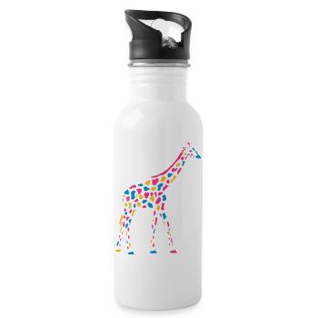Girafe Afrique Savane colorée couleur girafe motif - Gourde avec paille intégrée - blanc - Droite