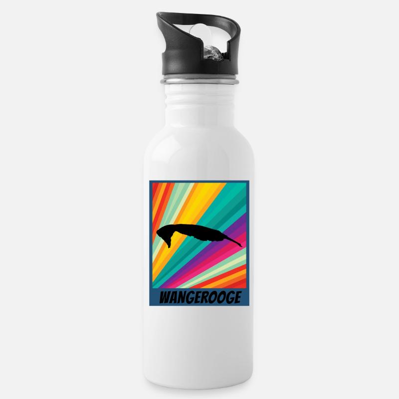 Wangerooge - Trinkflasche mit integriertem Trinkhalm - Weiß