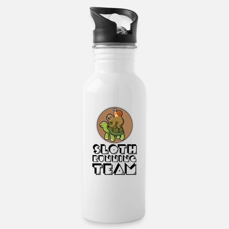 Sloth Running Team - Trinkflasche mit integriertem Trinkhalm - Weiß