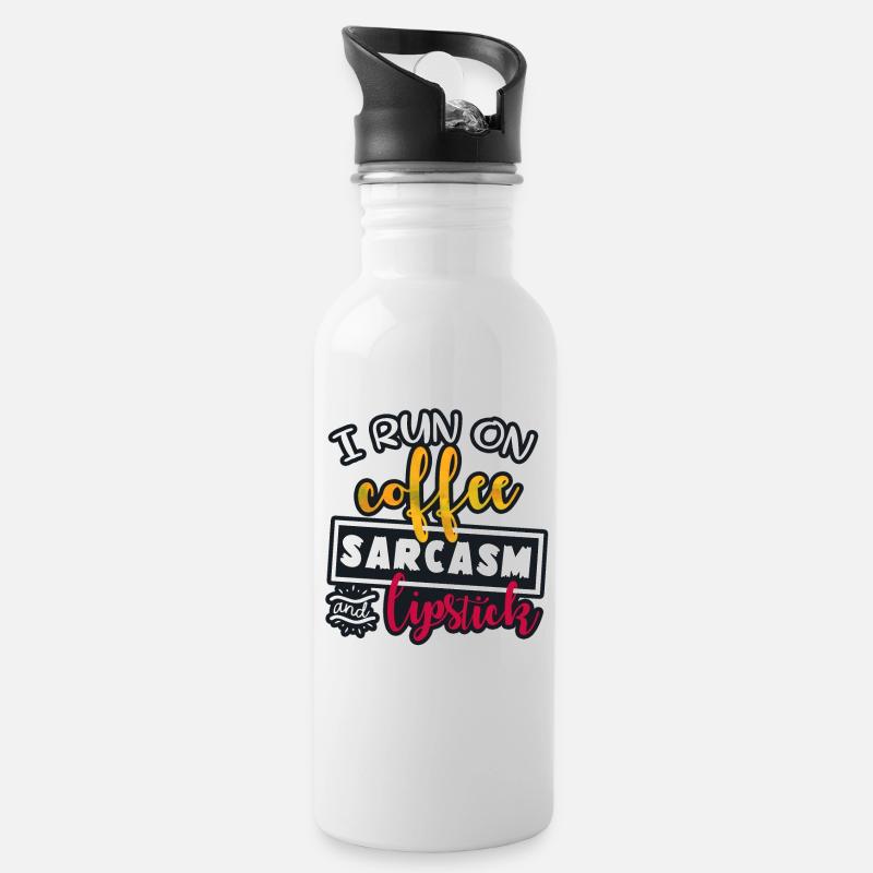 Kaffee Lippenstift - Trinkflasche mit integriertem Trinkhalm - Weiß