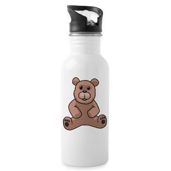 Teddy Ours en peluche Enfants Toddler Ours brun Bébé - Gourde avec paille intégrée - blanc - Droite