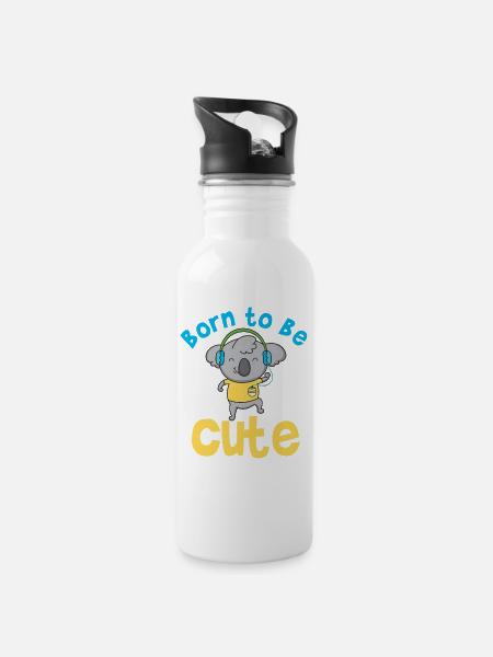 Koala né pour être mignon cadeau drôle - Gourde avec paille intégrée - blanc