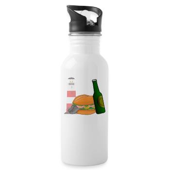 Norddeutsches 2-Gänge-Menü - Trinkflasche mit integriertem Trinkhalm - Weiß - Rechts