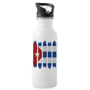 Cool Kuba Nationalflagge Modern Havanna Geschenk - Trinkflasche mit integriertem Trinkhalm - Weiß - Rechts