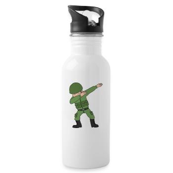 Tamponner soldat avec casque et uniforme - Gourde avec paille intégrée - blanc - Droite