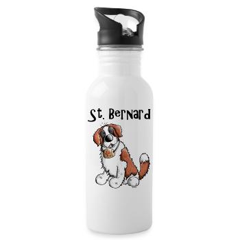 Drolliger Bernhardiner - Hund - Trinkflasche mit integriertem Trinkhalm - Weiß - Rechts
