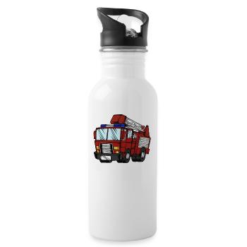 Fire Engine - Water bottle with straw - white - Right