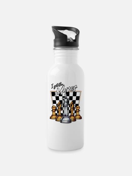 Schach Lustige Sprüche Cool Wortspiel Geschenkidee - Trinkflasche mit integriertem Trinkhalm - Weiß