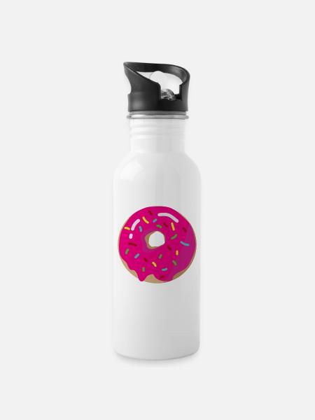 Donut Donuts - Trinkflasche mit integriertem Trinkhalm - Weiß