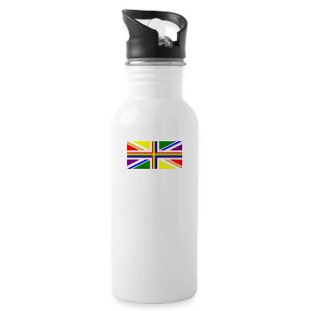 UK Gay Pride Union Jack Flag - Water bottle with straw - white - Right