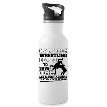Cadeau de fan de sports d'entraîneur de lutte - Gourde avec paille intégrée - blanc - Droite
