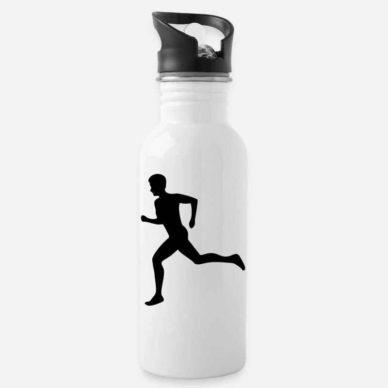 Laeufer Leichtathletik Sport - Trinkflasche mit integriertem Trinkhalm - Weiß