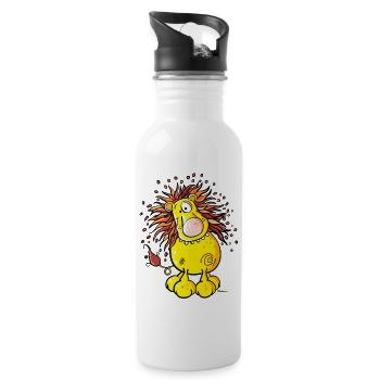 Süßer Löwe - Trinkflasche mit integriertem Trinkhalm - Weiß - Rechts