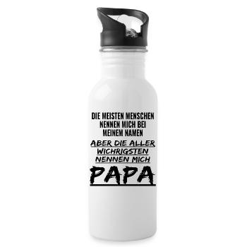 Geschenk für Papa Die Wichtigsten nennen Mich Papa - Trinkflasche mit integriertem Trinkhalm - Weiß - Rechts