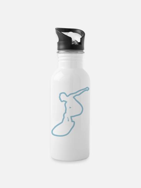 Surfer Surfer - Trinkflasche mit integriertem Trinkhalm - Weiß