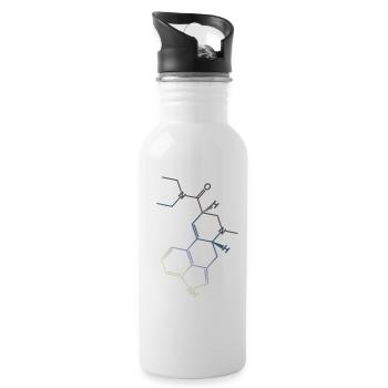 LSD Strukturformel Molekül A. Hofmann Bicycle Day - Trinkflasche mit integriertem Trinkhalm - Weiß - Rechts