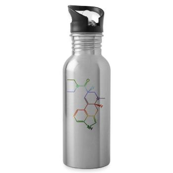 LSD Strukturformel Molekül A. Hofmann Bicycle Day - Trinkflasche mit integriertem Trinkhalm - Lightsilver - Rechts