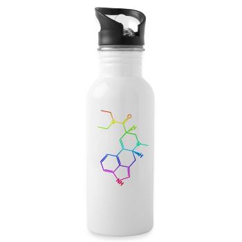 LSD Strukturformel Molekül A. Hofmann Bicycle Day - Trinkflasche mit integriertem Trinkhalm - Weiß - Rechts