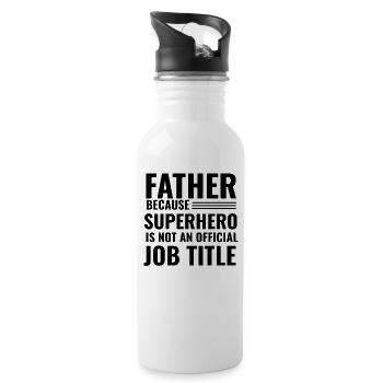 Père papa papa Super-héros - Gourde avec paille intégrée - blanc - Droite