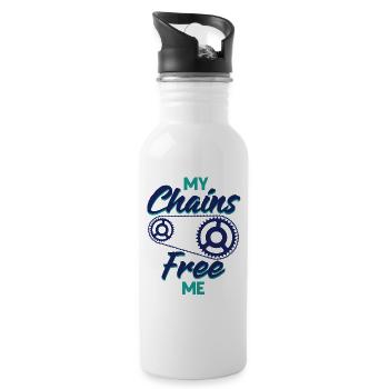 Bicycle Biking My chains free me - Water bottle with straw - white - Right