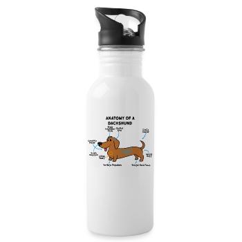 Anatomie Eines Dackel - Trinkflasche mit integriertem Trinkhalm - Weiß - Rechts