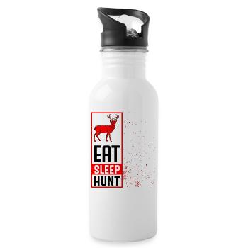 Eat Sleep Hunt Cool Jäger Statement Jagd Geschenk - Trinkflasche mit integriertem Trinkhalm - Weiß - Rechts