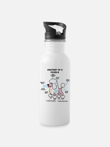 Anatomie Eines Pudel - Trinkflasche mit integriertem Trinkhalm - Weiß