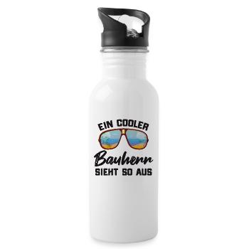 Cool builder history mask mouth nose mask - Water bottle with straw - white - Right
