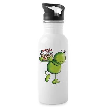 Frog with Cake - Water bottle with straw - white - Right