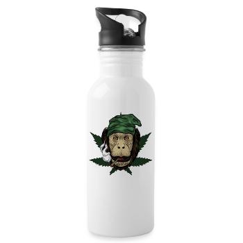 Kiffender Monkey With Joint - Water bottle with straw - white - Right