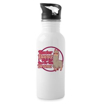 Funny Teacher Llama - Water bottle with straw - white - Right