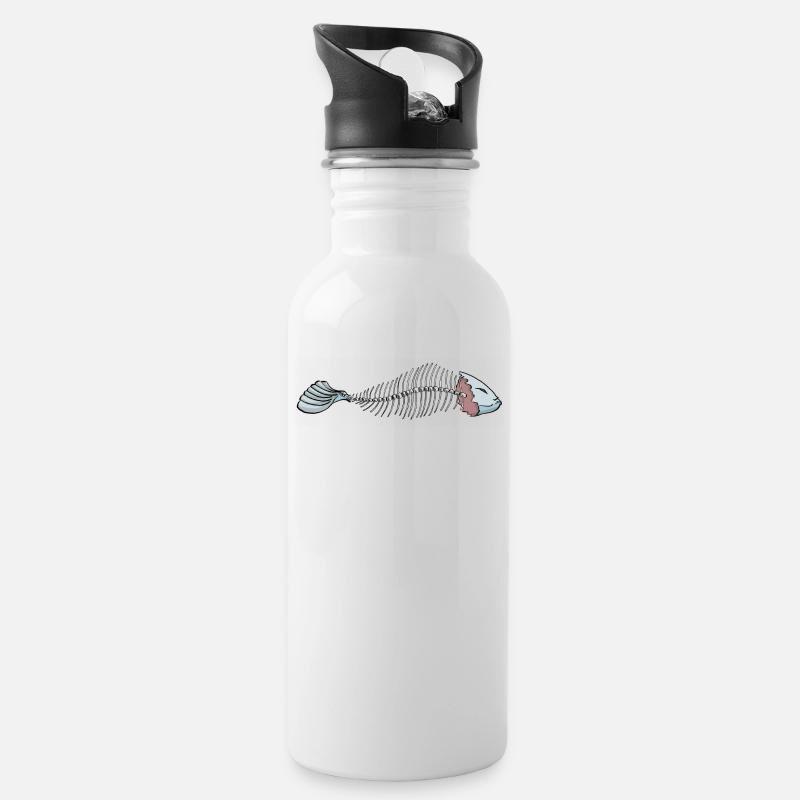 poisson - Gourde avec paille intégrée - blanc