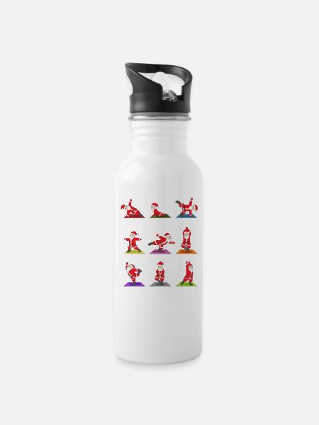 Christmas Yoga Xmas Meditation Gift Idea - Water bottle with straw - white