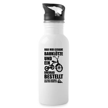 Lustige Sprüche Kindheit Optimismus Geschenkidee - Trinkflasche mit integriertem Trinkhalm - Weiß - Rechts