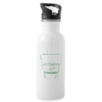 Grünes Glas mit Strohhalm Sketch - Trinkflasche mit integriertem Trinkhalm - Weiß - Rechts