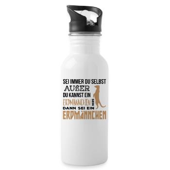 Cadeau de suricate - Gourde avec paille intégrée - blanc - Droite